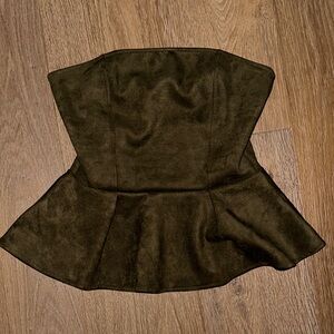 H&M Dark Brown Strapless Peplum Dress